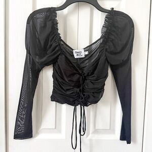 Princess Polly Black Mesh Ruched Blouse